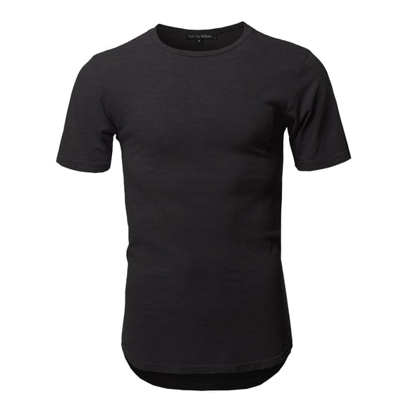 FashionOutfit Men's Basic T Shirt Casual Vintage Scoop Bottom Tee