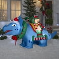thumbnail image 2 of Gemmy Christmas Inflatable Triceratops with Elves, 4.5 ft Tall, Multi, 2 of 4