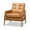 Tan, Walnut Brown, variant on Baxton Studio Perris Mid-Century Modern Black Faux Leather Upholstered Walnut Wood Lounge Chair