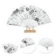 thumbnail image 3 of Unique Bargains Elegant Floral Design Folding Hand Fan Gray, 3 of 5