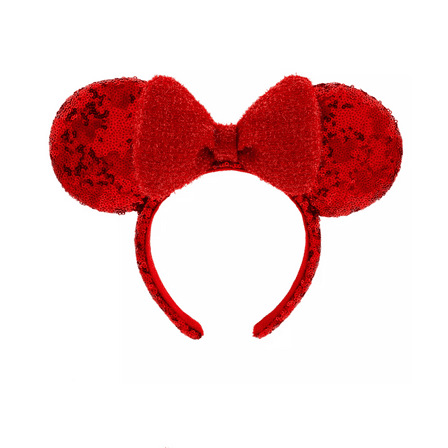 Disney Parks Minnie Red Sequined Ear Holiday Headband for Adults New with Tag