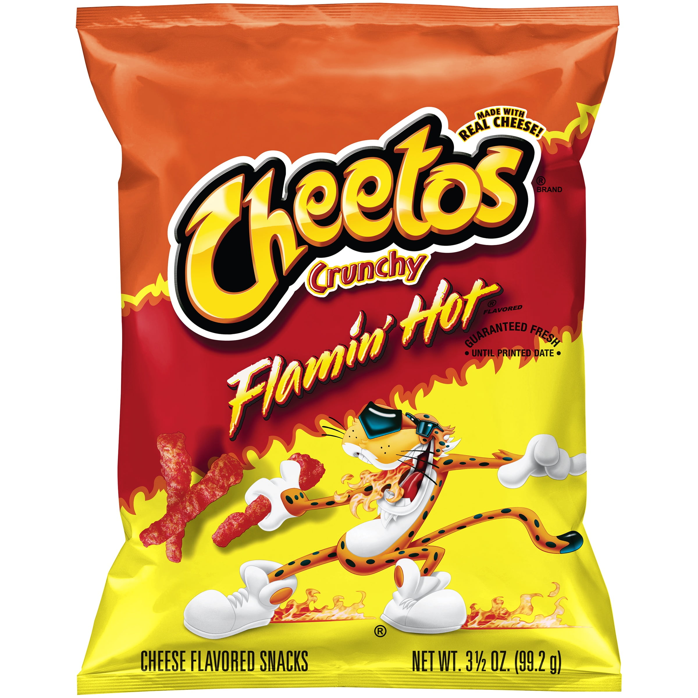 Cheetos Crunchy Flamin' Hot Cheese Flavored Snacks, 3.5 oz Bag - Walma...