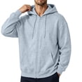 thumbnail image 2 of Mens Oversized Zip Up Hoodies Fleece Sweatshirts Long Sleeve Solid Jacket with Pockets, 2 of 7