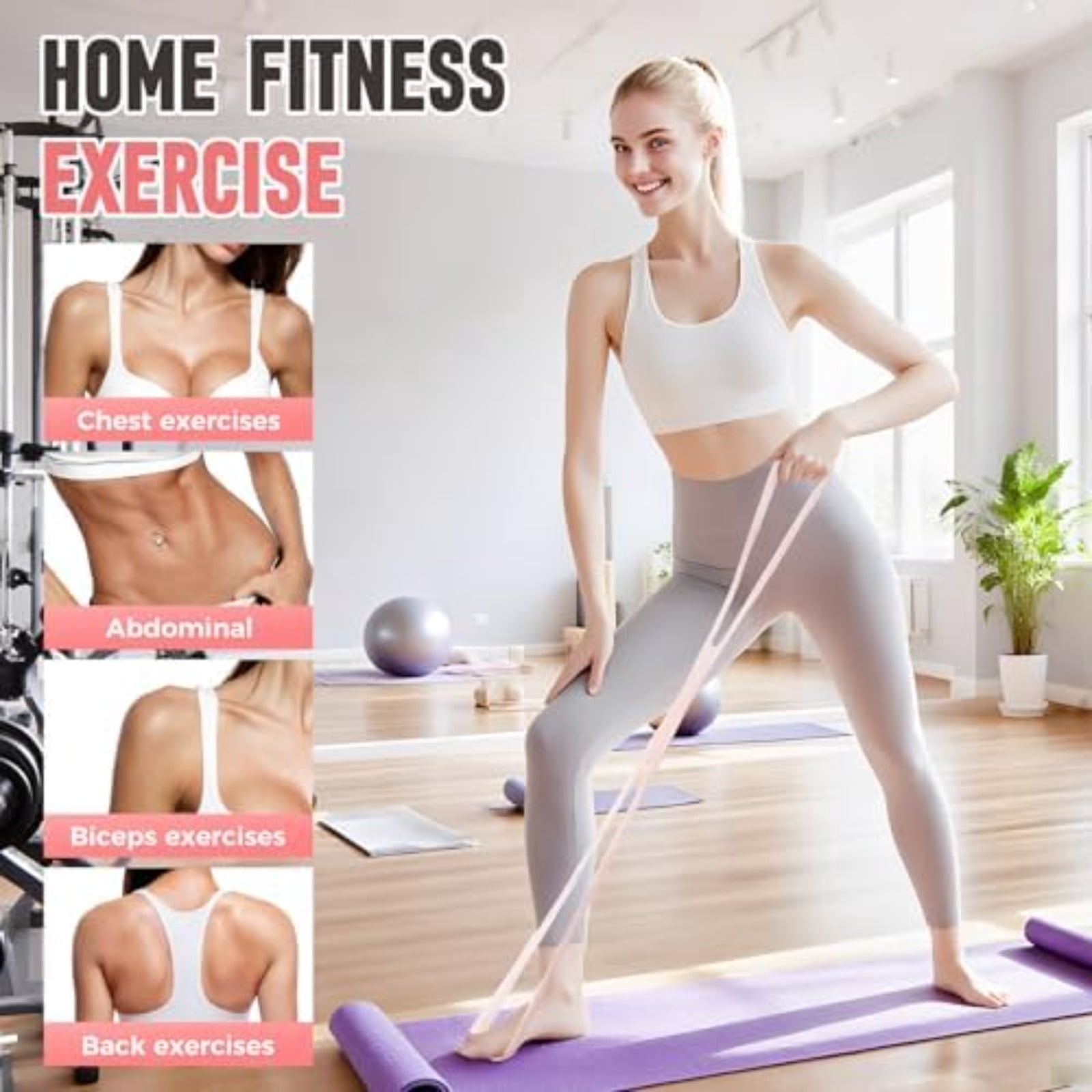 Figure 8 Resistance Bands – 3-Level Strength Training Band (15/25/35 lbs) with Handles, Natural Latex, Non-Slip Grip, Portable for Home Gym, Yoga, Pilates & Travel