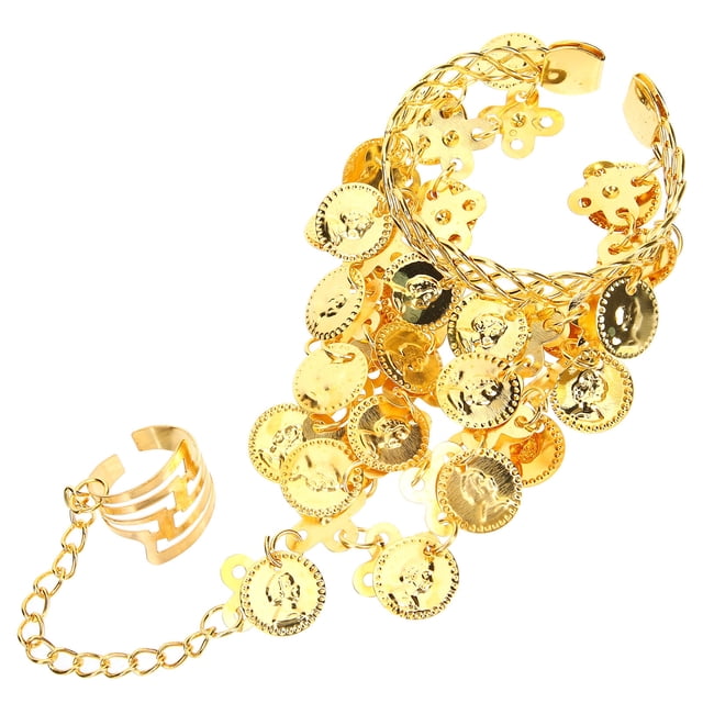 WORGEOUS 2 piezas Pulsera de danza del vientre Gity Jewelry Women Pulsera de monedas Brazalete de tobillo