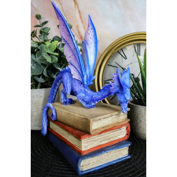 Amy Brown Fantasy Midnight Blue Book Dragon Of Bibliography Figurine Magic Decor