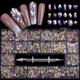 thumbnail image 1 of Nail Art Rhinestones, Nail Gems and Rhinestones Kit with Wax Pencil Flatback AB Rhinestones for Nails, Crafts,Makeup, Face, Clothes, Shoes, 1 of 4