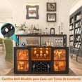 thumbnail image 3 of Estante de Vino no Empotrado para Piso,Clóset no Empotrado para Barra de Vino, Rack de Vinos, Rack para Botellas de Vino, con 2 Botelleros, 4 Portavasos para Copas de Vino y luz LED(Negro), 3 of 7