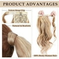 thumbnail image 2 of My-Lady 100% Remy Human Ponytail Hair Extension Wrap Around Real Curly Wavy Human Hair Hairpieces 18inch #18P613 Ash Blonde & Bleach Blonde, 2 of 8