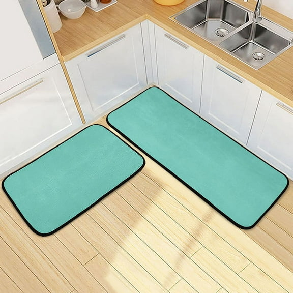 Ryvnso Light Green Color Kitchen Rugs Set Non Slip Runner Mats for Dining Room