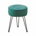 thumbnail image 2 of Vanity Stool with Metal Legs – Round Velvet Ottoman Bench, Modern Dressing Stool & Footstool for Bathroom, Bedroom, or Living Room – Green, 2 of 6