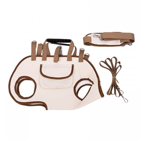 GASTROPOD Dog Full Body Lift Harness for Small Dogs,Outdoor Pet Bag Hands Free Shoulder Carrier,Adjustable Breathable Vest Straps with Small Puppy Treat Bag,Beige (S(4.4~8.81 Lbs))