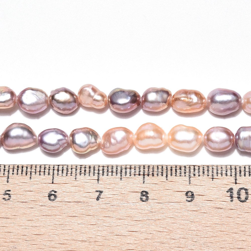 2strands Cultured Freshwater Pearl Beads Strands Baroque Pearls Keshi Pearl Beads Two Sides Polished PeachPuff 6~11x5~6.5x3.5~6.5mm Hole: 0.7mm about 47~48pcs/strand 13.58~13.98 inch(34.5~35.5cm)