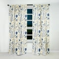 thumbnail image 2 of Designart "Seaside Floral Serenity I" Boho Blue, White Curtain 1 Panel, 2 of 6