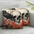 thumbnail image 3 of JEUXUS  Halloween Pillow Cover Sugar Skull Rose Flowers Skeleton Halloween All Saints Day Goth Gothic Crow Spider Throw Pillow Case Decorative Cushion Covers, 3 of 5
