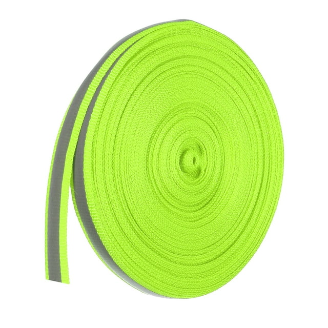 Unique Bargains Bande de Ruban Réfléchissant, Ruban Réfléchissant 10 mm x 22 Yards pour Imperméables de Vêtements, Vert Fluorescent