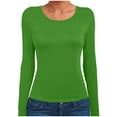 thumbnail image 4 of felwors Women's Long-Sleeve Crew-Neck Cotton T-Shirt Classic-Fit Shirt Soft Breathable Casual Tee Basic Tops Green, XL, 4 of 6