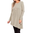 thumbnail image 3 of Uhndy Womens Fall Long Sleeve Tunic Tops For Leggings Crew-Neck Casual Blouse T-Shirt Side Button Swing Shirt Flowy Long Tops, 3 of 5