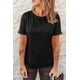 thumbnail image 3 of ABPHQTO Camiseta de manga corta enrollada de color liso negro para mujer, 3 of 5