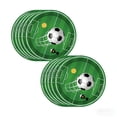 thumbnail image 2 of 10pc Disposable Soccer Pitch Paper Plates - 7 Inch Round Stadium Design for 2026 Global Soccer Celebration - Green Field Dessert Plates for Game Day Parties, 2 of 6
