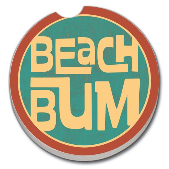 Absorbent Stoneware Car Coaster, Beach Bum, Set of 2