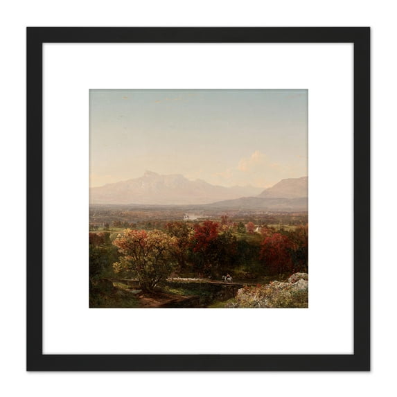 Kensett An October Day White Mountains 8X8 Inch Square Wooden Framed Wall Art Print Picture with Mount