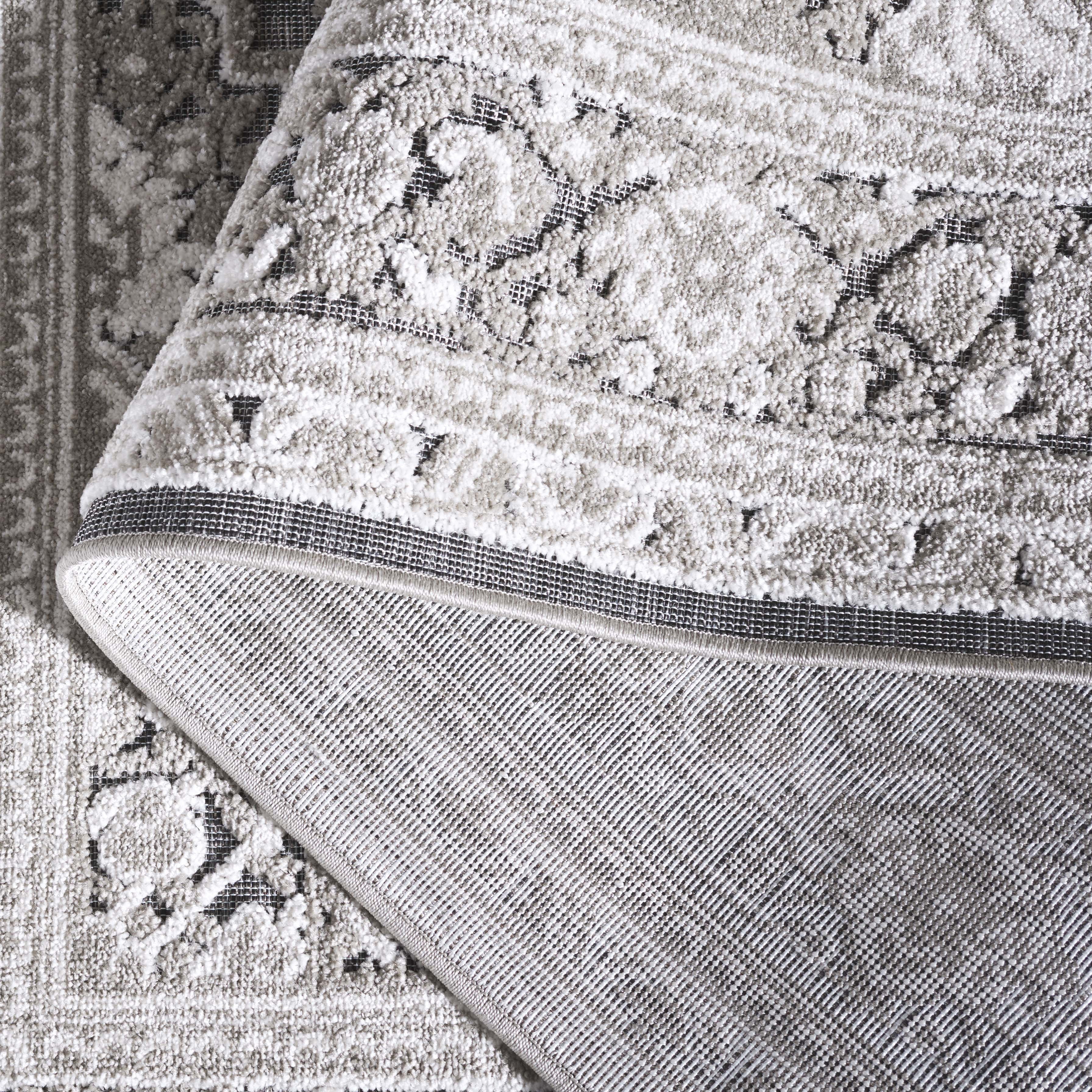 SAFAVIEH Cabana Joshua Medallion Indoor/Outdoor Area Rug, Grey/Ivory, 4' x 6'