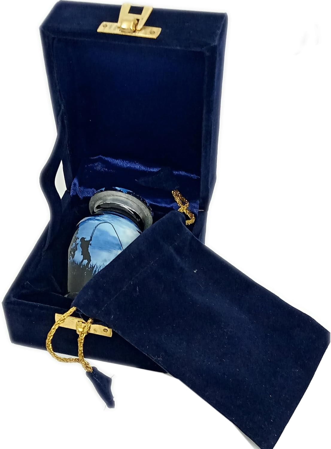 UR Keepsake Urn –Stylish Fishing Catching Keepsake Cremation Urn for Human Ashes with Velvet Box & Velvet Bag-Mini Keepsake Urn - Affordable Keepsake Urn (3 cu.in)