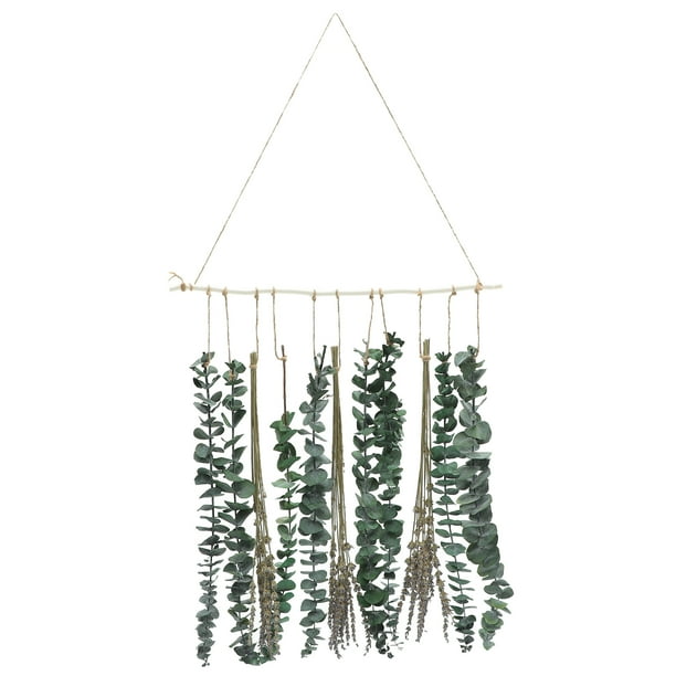 1 Juego de decoración para las paredes del salón, decoración de plantas naturales muertas, hojas de eucalipto, decoración colgante de lavanda