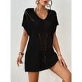 thumbnail image 6 of Bsubseach Women Knit Bikini Cover Up Black Sheer Sexy Swim Coverups Batwing Sleeve Resort Outfits, 6 of 6