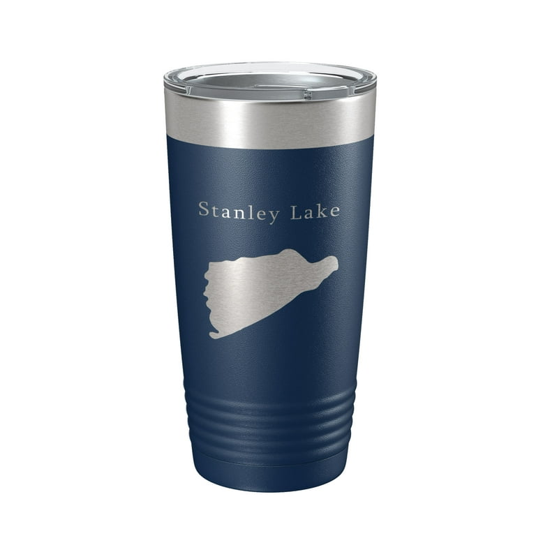 Stanley Lake Map Tumbler Travel Mug Insulated Laser Engraved Coffee Cup  Idaho 20 oz Navy Blue