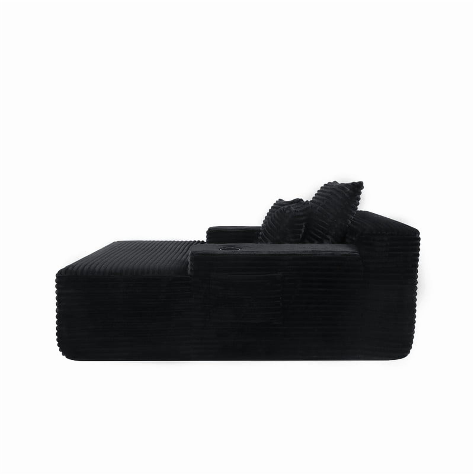 Oversized Chaise Lounge Chair with Cup Holders, Boneless Upholstere Sleeper Chair Deep Seat Sofa Bed Cloud Couch for Living Room, No Assembly Required