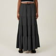 thumbnail image 3 of Maxi Skirt for Women Long A-Line Skirts Elegant Casual Elastic High Waist Skirts Office Work Swing Skirt Solid Basic Long Length Dress Going Out Ruffle Dresses, 3 of 5