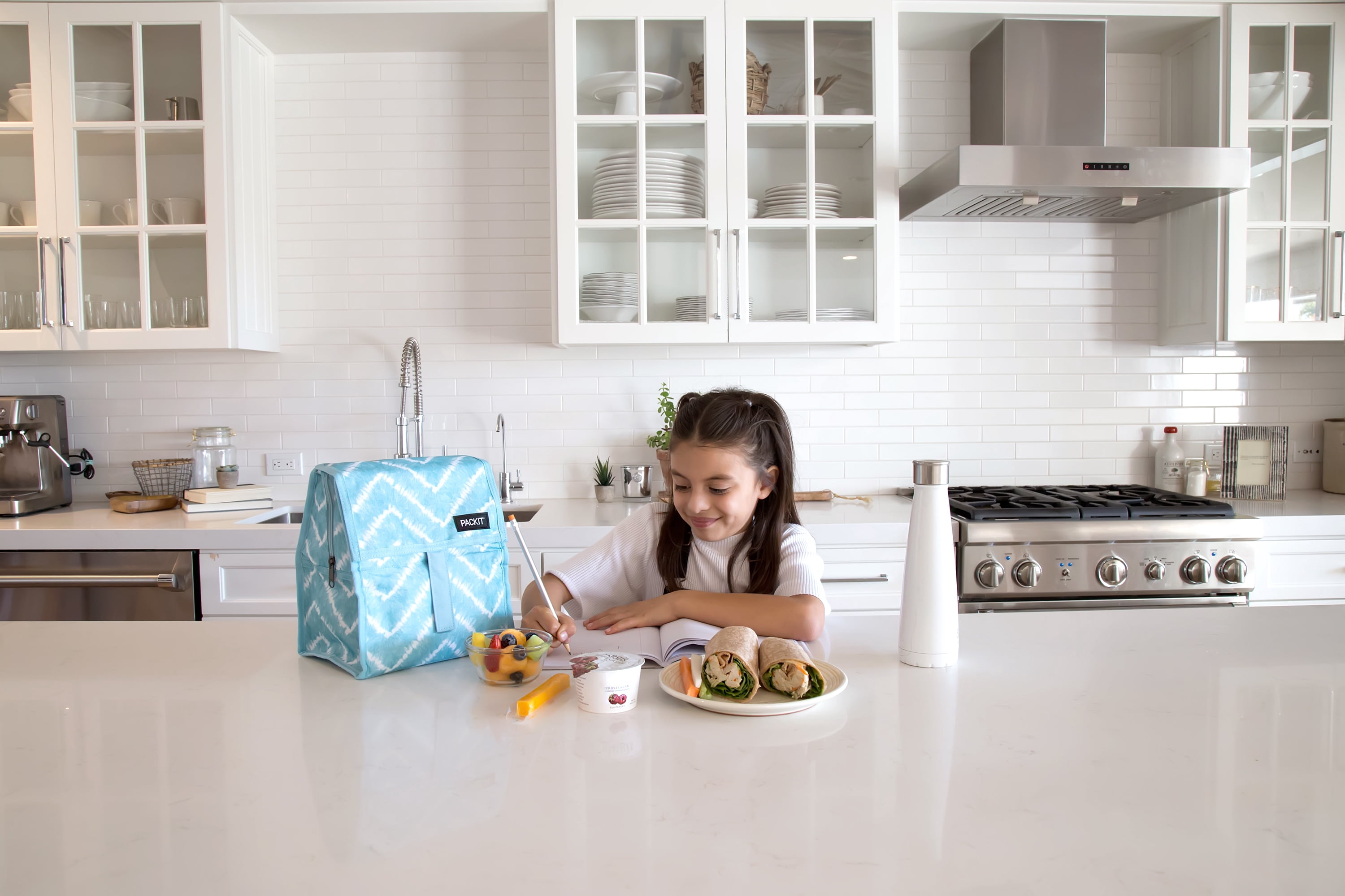 PackIt Freezable Lunch Bag Chevron BPA Free Non toxic Polycanvas Reusable Lunch Bags