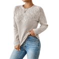 thumbnail image 2 of Suéteres de Punto Ligeros de Crochet con Cuello Redondo y Mangas Largas para Mujer Conjuntos de Otoño A Albaricoque M, 2 of 8