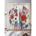 thumbnail image 3 of Happy Independence Day Sheer Curtains 2 Panels Set U. S. Flag Flowers White Five-Pointed Stars Sheer Window Curtains Light Filtering Rod Pocket Voile Drapes for Bedroom Living Room 52"X84", 3 of 9
