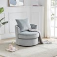 thumbnail image 2 of Swivel Barrel Chair, Modern Velvet Upholstered Single Sofa Chair with Movable Pillow, 360° Swivel Round Barrel Chair Accent Leisure Chair, Lounge Club Chair for Living Room Bedroom Reception Room Gray, 2 of 7