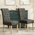 thumbnail image 3 of Habit Solid Wood Tufted Parsons Dining Chair, Set of 2, Charcoal, 3 of 8