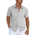 thumbnail image 2 of M-4X Big and Tall Shirts for Men with Pocket Plus Size Short Sleeve T-Shirts Button-Down Collared Stripe Printed Casual Going-Out Tees Tops, 2 of 5