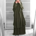 thumbnail image 6 of IBTOM CASTLE Women's Muslim Prayer Dress Hijab Scarf Prayer Abaya Maxi Islamic Modest Cardi Robe Army Green, 6 of 7