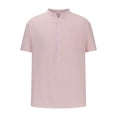 thumbnail image 1 of Chemise Blouse Décontractée pour Homme, Couleur Unie, à Boutons, Manches Courtes, Col Rabattu, 1 of 3