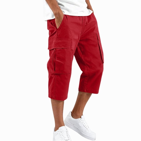 Dresfit Mens Cargo Shorts Below the Knee Drawstring Bermuda Shorts 2026 Summer Breathable Hiking Capri Pants Big and Tall High Waist Loose Capri Shorts XL