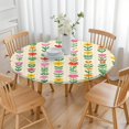 thumbnail image 3 of Pioneer Flower Floral Print Pattern Round Fitted Tablecloth with Elastic Edge,Dining Table Cover Waterproof,Outdoor Round Tablecloth for Camping,Dining,Indoor and Outdoor, 3 of 7