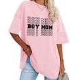 thumbnail image 2 of Camisa informal de gran tamaño con estampado de letras, mangas cortas, color rosa, talla XL, blusa estampada con cuello redondo, 2 of 5