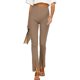 thumbnail image 4 of Pantalones de oficina divididos Pantalones de oficina largos informales de color puro de cintura alta para mujer, 4 of 8