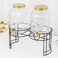 thumbnail image 2 of Efavormart 2 Pack Clear Dual Gallon Glass Beverage Dispenser Stand With Gold Metal Lids, Juice Jars With Spigot Included, 2 of 6