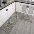 thumbnail image 3 of Boho Vintage Blue Carpet Kitchen Rugs and Mats Sets Of 2, Funny Kitchen Decoration Rubber Backing Non-Slip Absorbent Mats for Sink Waterproof Runner Rug for Laundry Room 17x30+17x48inch, 3 of 7
