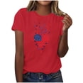 thumbnail image 2 of Mifsaly Womens American Flag Shirt Patriotic Heart Graphic Cotton T-Shirts Summer Casual Crewneck Short Sleeve Independence Day Tees XXL, 2 of 6
