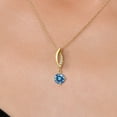 thumbnail image 3 of Gem Stone King 10K Yellow Gold Persian Blue Moissanite and Lab Grown Diamond Pendant Necklace for Women | 0.83 Cttw | Gemstone Birthstone | Round 6MM | With 18 inch Chain, 3 of 6