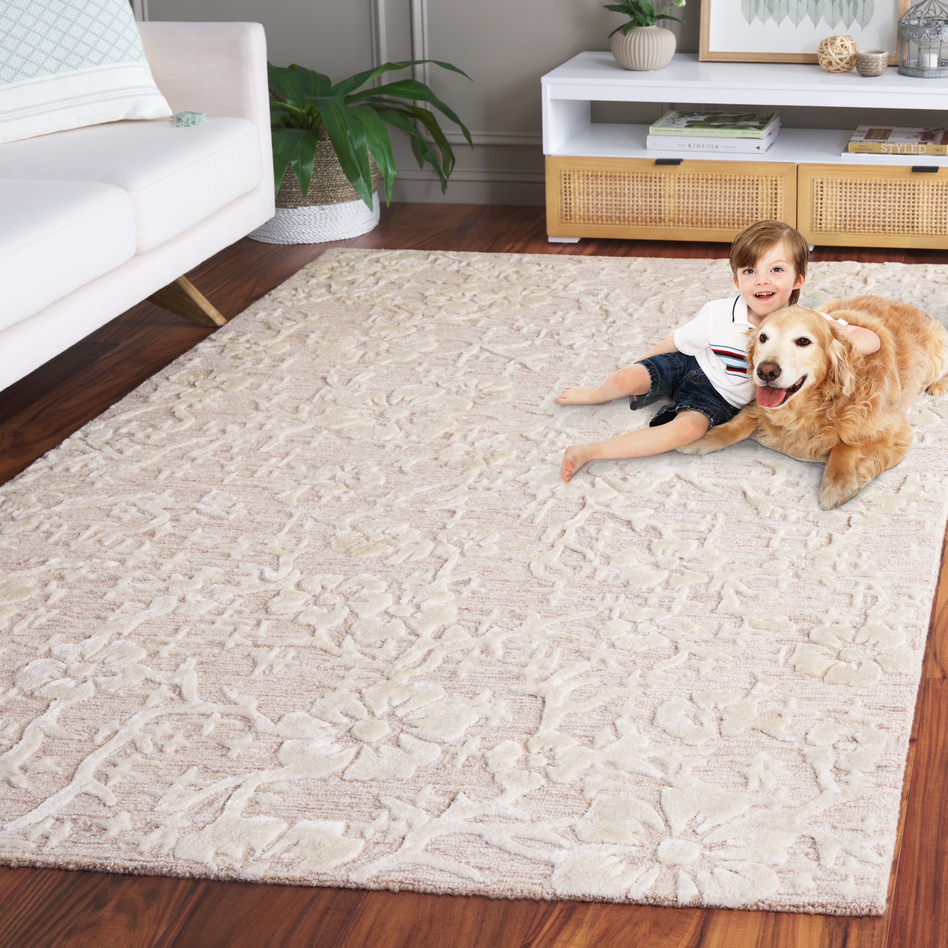 SAFAVIEH Glamour Braylon Abstract Area Rug, Beige/Ivory, 5' x 8'